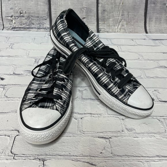 Converse All Star 517626F Women's 10 Black & White Plaid Sneakers Shoes Canvas - Picture 1 of 11